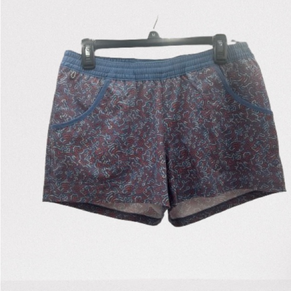 Columbia PFG Patterned Navy Women's Athletic Shorts with Elastic Waist Medium